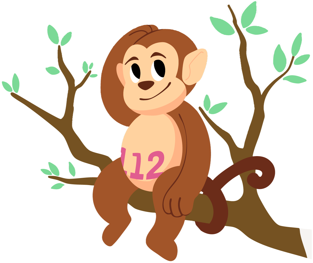 Affe Jim sitzt auf einem Ast und kratzt sich am Kopf